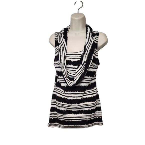 West Kei Cowl Neckline Multicolor Black Sleeveless Blouse Size Medium - Picture 1 of 8
